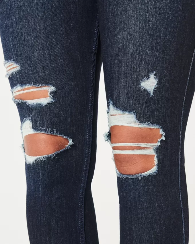 Curvy High-Rise Ripped Dark Wash Jean Leggings,Curvy High-Rise Ripped Dark Wash Jean Leggings