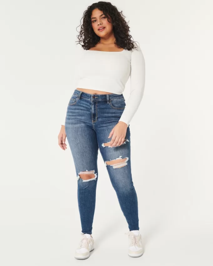 Curvy High-Rise Ripped Dark Wash Super Skinny Jeans,Curvy High-Rise Ripped Dark Wash Super Skinny Jeans Curvy High-Rise Ripped Dark Wash Super Skinny Jeans,Curvy High-Rise Ripped Dark Wash Super Skinny Jeans