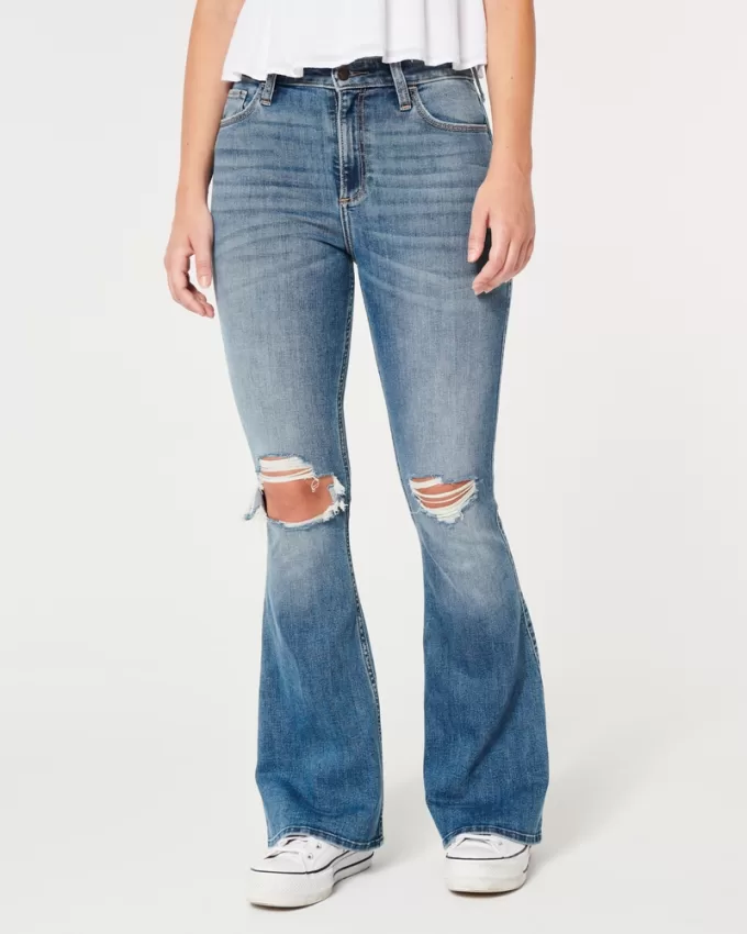 Curvy High-Rise Ripped Medium Wash Flare Jeans,Curvy High-Rise Ripped Medium Wash Flare Jeans Curvy High-Rise Ripped Medium Wash Flare Jeans,Curvy High-Rise Ripped Medium Wash Flare Jeans