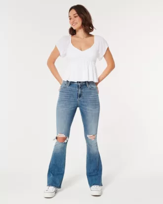 Curvy High-Rise Ripped Medium Wash Flare Jeans,Curvy High-Rise Ripped Medium Wash Flare Jeans Curvy High-Rise Ripped Medium Wash Flare Jeans,Curvy High-Rise Ripped Medium Wash Flare Jeans