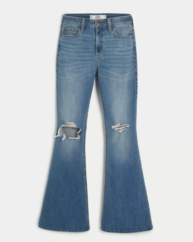 Curvy High-Rise Ripped Medium Wash Flare Jeans,Curvy High-Rise Ripped Medium Wash Flare Jeans Curvy High-Rise Ripped Medium Wash Flare Jeans,Curvy High-Rise Ripped Medium Wash Flare Jeans