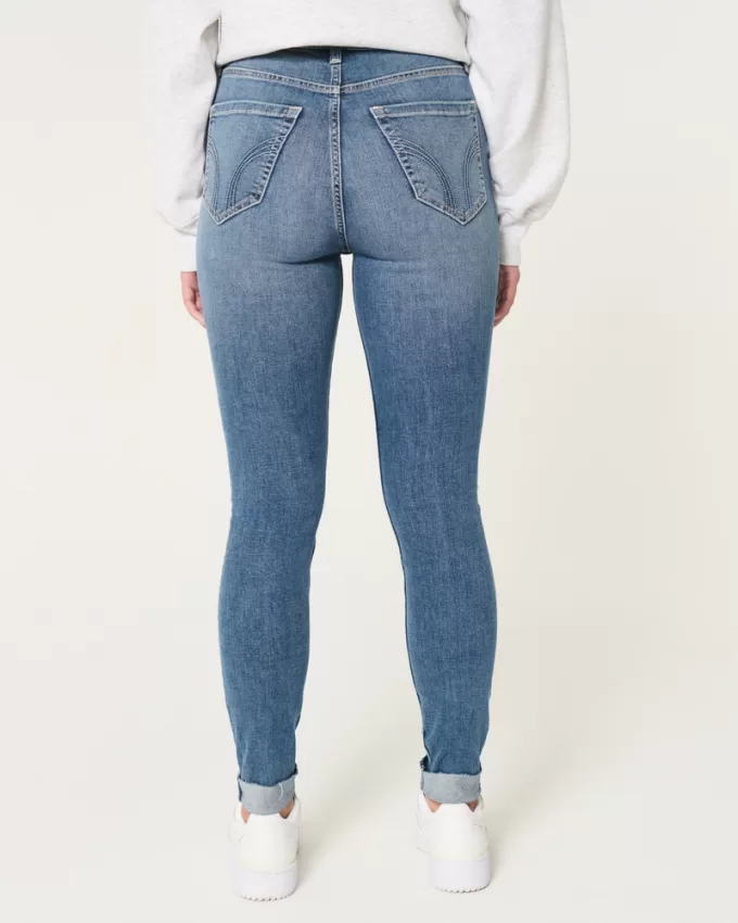 Curvy High-Rise Ripped Medium Wash Super Skinny Jeans,Curvy High-Rise Ripped Medium Wash Super Skinny Jeans