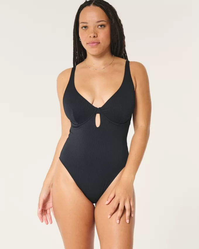 Curvy Ribbed One-Piece Swimsuit,Curvy Ribbed One-Piece Swimsuit Curvy Ribbed One-Piece Swimsuit,Curvy Ribbed One-Piece Swimsuit