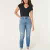 Curvy Ultra High-Rise Ripped Medium Wash Mom Jeans,Curvy Ultra High-Rise Ripped Medium Wash Mom Jeans