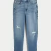 Curvy Ultra High-Rise Ripped Medium Wash Mom Jeans,Curvy Ultra High-Rise Ripped Medium Wash Mom Jeans