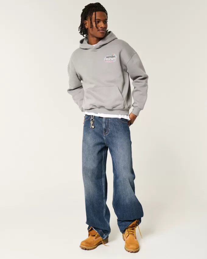 Dark Wash Logo Embroidery Super Baggy Jeans,Dark Wash Logo Embroidery Super Baggy Jeans Dark Wash Logo Embroidery Super Baggy Jeans,Dark Wash Logo Embroidery Super Baggy Jeans