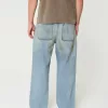 Distressed Greased Medium Wash Baggy Jeans,Distressed Greased Medium Wash Baggy Jeans
