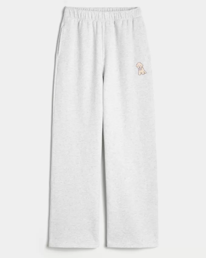 Dog Graphic Wide-Leg Sweatpants,Dog Graphic Wide-Leg Sweatpants Dog Graphic Wide-Leg Sweatpants,Dog Graphic Wide-Leg Sweatpants