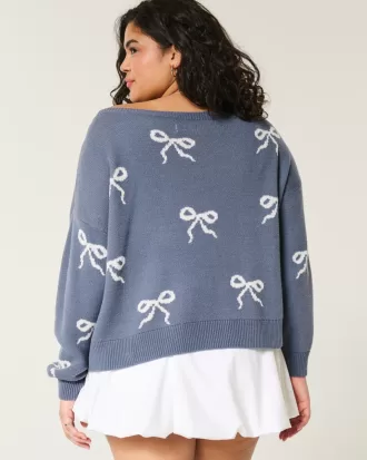 Easy Bow Graphic Off-the-Shoulder Sweater,Easy Bow Graphic Off-the-Shoulder Sweater Easy Bow Graphic Off-the-Shoulder Sweater,Easy Bow Graphic Off-the-Shoulder Sweater