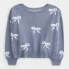 Easy Bow Graphic Off-the-Shoulder Sweater,Easy Bow Graphic Off-the-Shoulder Sweater
