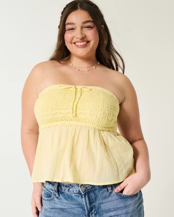 Easy Crochet-Style Strapless Babydoll Top,Easy Crochet-Style Strapless Babydoll Top Easy Crochet-Style Strapless Babydoll Top,Easy Crochet-Style Strapless Babydoll Top