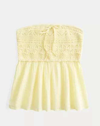 Easy Crochet-Style Strapless Babydoll Top,Easy Crochet-Style Strapless Babydoll Top