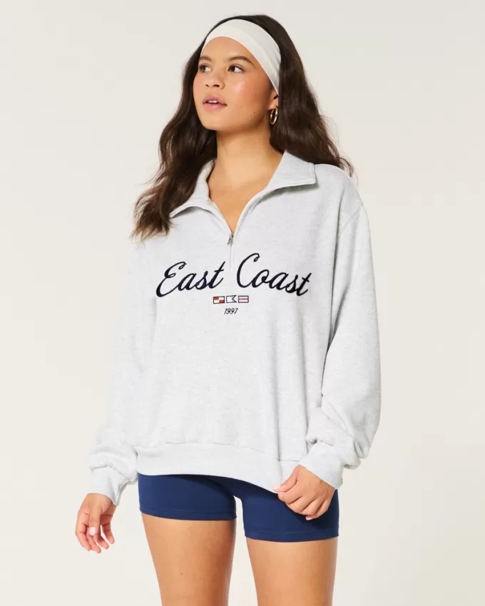 Easy East Coast Graphic Half-Zip Sweatshirt,Easy East Coast Graphic Half-Zip Sweatshirt Easy East Coast Graphic Half-Zip Sweatshirt,Easy East Coast Graphic Half-Zip Sweatshirt