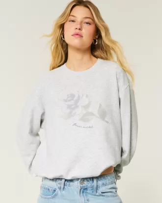 Easy Flower Graphic Crew Sweatshirt,Easy Flower Graphic Crew Sweatshirt Easy Flower Graphic Crew Sweatshirt,Easy Flower Graphic Crew Sweatshirt