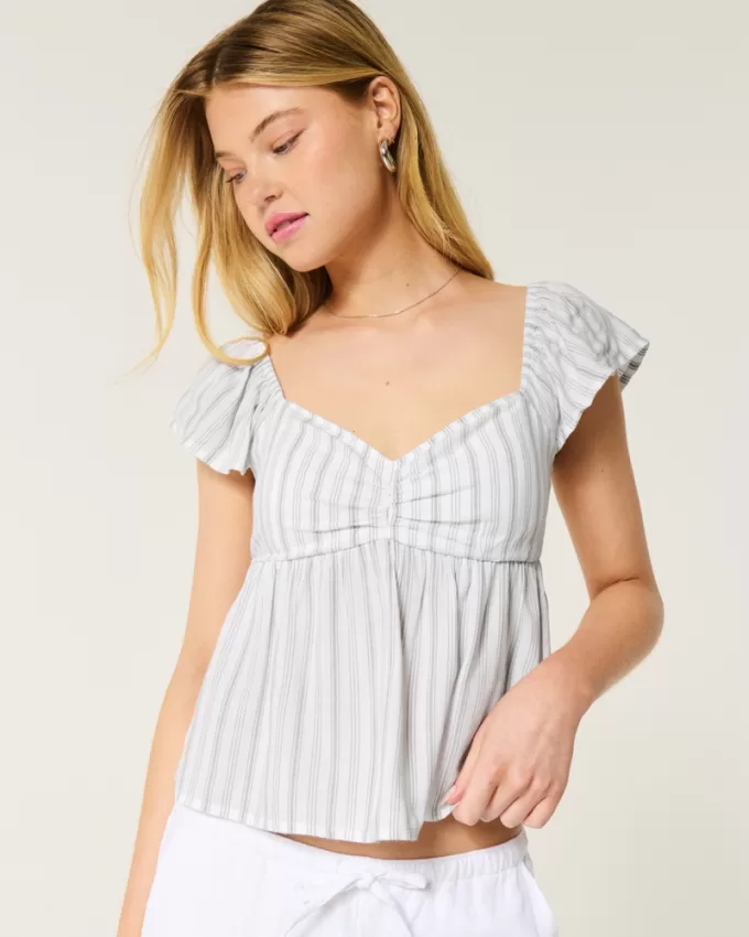 Easy Flutter Sleeve Babydoll Top,Easy Flutter Sleeve Babydoll Top Easy Flutter Sleeve Babydoll Top,Easy Flutter Sleeve Babydoll Top