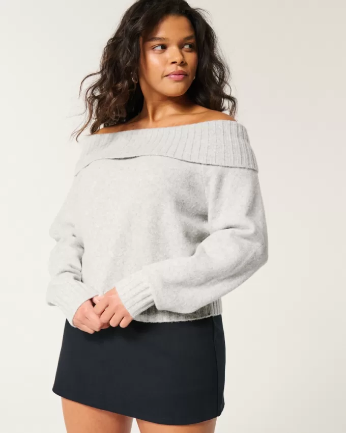 Easy Foldover Off-the-Shoulder Sweater,Easy Foldover Off-the-Shoulder Sweater Easy Foldover Off-the-Shoulder Sweater,Easy Foldover Off-the-Shoulder Sweater