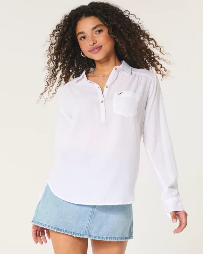 Easy Lightweight Cotton Popover Shirt,Easy Lightweight Cotton Popover Shirt