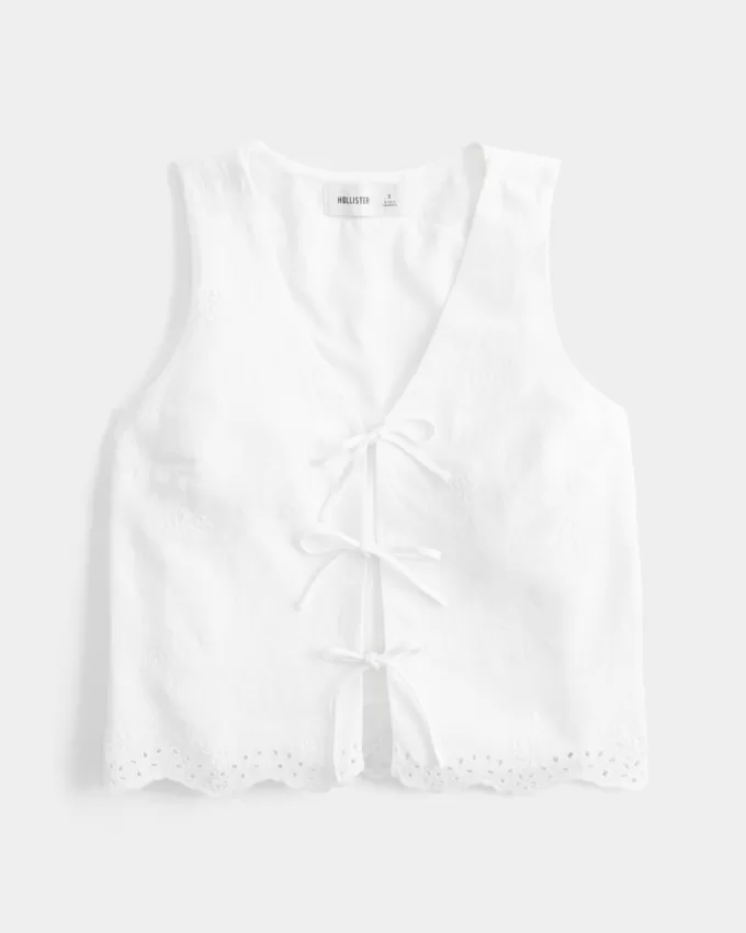 Easy Linen-Blend Tie-Front Vest,Easy Linen-Blend Tie-Front Vest Easy Linen-Blend Tie-Front Vest,Easy Linen-Blend Tie-Front Vest