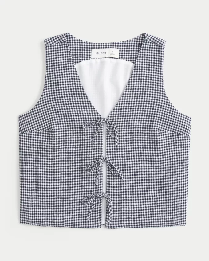 Easy Linen-Blend Tie-Front Vest,Easy Linen-Blend Tie-Front Vest Easy Linen-Blend Tie-Front Vest,Easy Linen-Blend Tie-Front Vest
