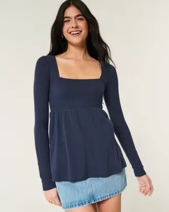 Easy Long-Sleeve Square-Neck Babydoll Top,Easy Long-Sleeve Square-Neck Babydoll Top Easy Long-Sleeve Square-Neck Babydoll Top,Easy Long-Sleeve Square-Neck Babydoll Top