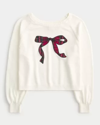 Easy Off-the-Shoulder Bow Graphic Sweater,Easy Off-the-Shoulder Bow Graphic Sweater Easy Off-the-Shoulder Bow Graphic Sweater,Easy Off-the-Shoulder Bow Graphic Sweater