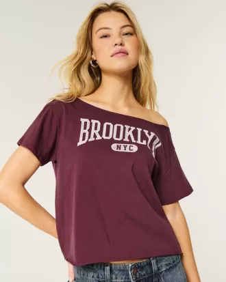 Easy Off-the-Shoulder Brooklyn Graphic Tee,Easy Off-the-Shoulder Brooklyn Graphic Tee Easy Off-the-Shoulder Brooklyn Graphic Tee,Easy Off-the-Shoulder Brooklyn Graphic Tee