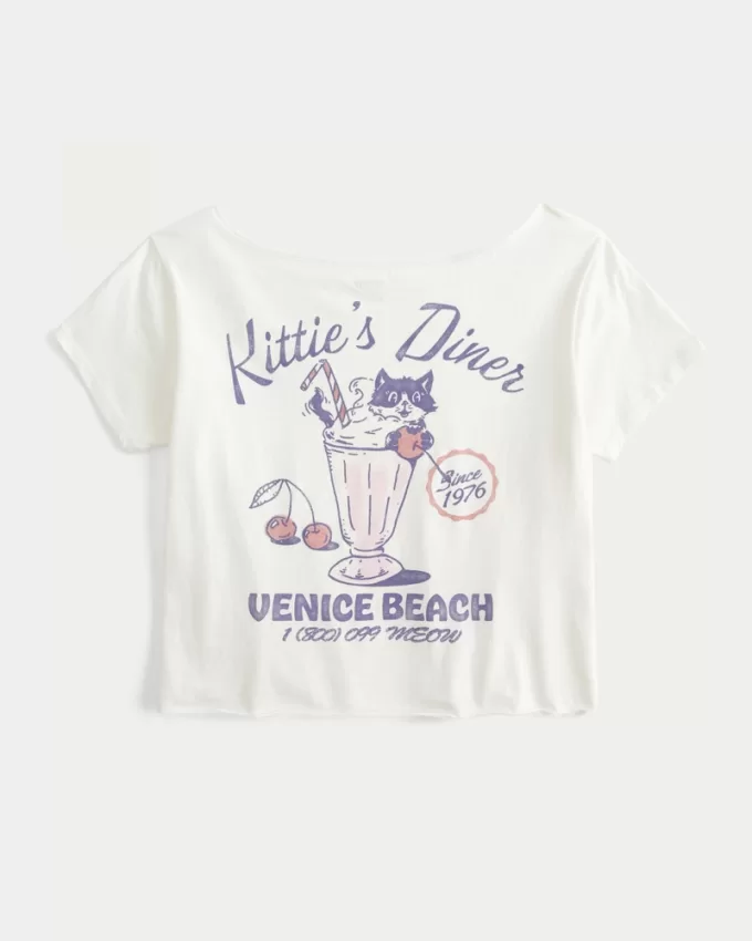 Easy Off-the-Shoulder Kittie’s Diner Graphic Tee,Easy Off-the-Shoulder Kittie’s Diner Graphic Tee Easy Off-the-Shoulder Kittie’s Diner Graphic Tee,Easy Off-the-Shoulder Kittie’s Diner Graphic Tee