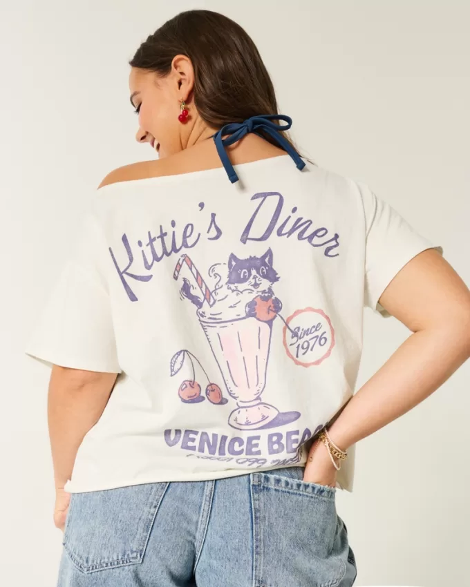 Easy Off-the-Shoulder Kittie’s Diner Graphic Tee,Easy Off-the-Shoulder Kittie’s Diner Graphic Tee Easy Off-the-Shoulder Kittie’s Diner Graphic Tee,Easy Off-the-Shoulder Kittie’s Diner Graphic Tee
