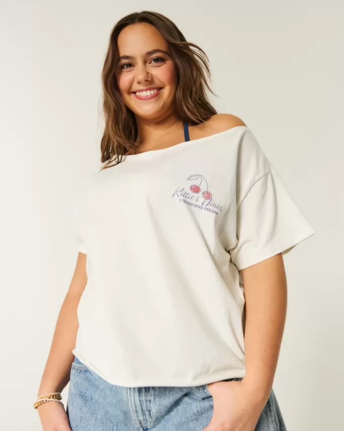 Easy Off-the-Shoulder Kittie’s Diner Graphic Tee,Easy Off-the-Shoulder Kittie’s Diner Graphic Tee Easy Off-the-Shoulder Kittie’s Diner Graphic Tee,Easy Off-the-Shoulder Kittie’s Diner Graphic Tee