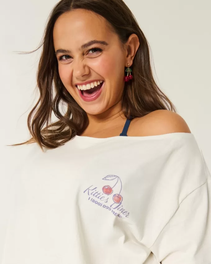 Easy Off-the-Shoulder Kittie’s Diner Graphic Tee,Easy Off-the-Shoulder Kittie’s Diner Graphic Tee Easy Off-the-Shoulder Kittie’s Diner Graphic Tee,Easy Off-the-Shoulder Kittie’s Diner Graphic Tee