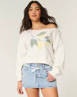 Easy Off-the-Shoulder Lemon Graphic Crew Sweatshirt,Easy Off-the-Shoulder Lemon Graphic Crew Sweatshirt Easy Off-the-Shoulder Lemon Graphic Crew Sweatshirt,Easy Off-the-Shoulder Lemon Graphic Crew Sweatshirt
