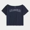 Easy Off-the-Shoulder Los Angeles Graphic Tee,Easy Off-the-Shoulder Los Angeles Graphic Tee