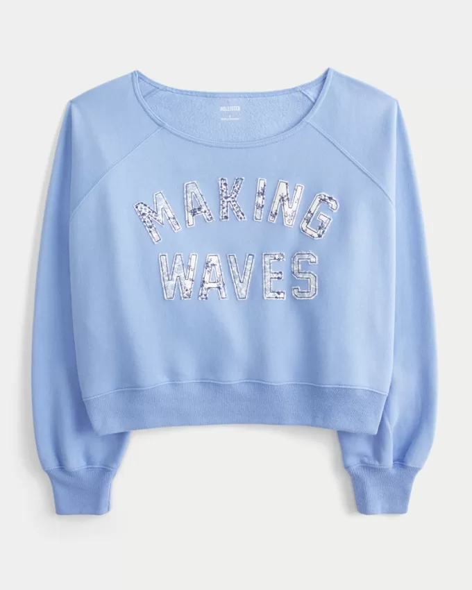 Easy Off-the-Shoulder Making Waves Graphic Crew Sweatshirt,Easy Off-the-Shoulder Making Waves Graphic Crew Sweatshirt Easy Off-the-Shoulder Making Waves Graphic Crew Sweatshirt,Easy Off-the-Shoulder Making Waves Graphic Crew Sweatshirt