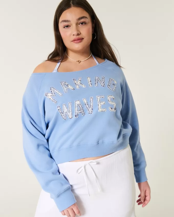 Easy Off-the-Shoulder Making Waves Graphic Crew Sweatshirt,Easy Off-the-Shoulder Making Waves Graphic Crew Sweatshirt Easy Off-the-Shoulder Making Waves Graphic Crew Sweatshirt,Easy Off-the-Shoulder Making Waves Graphic Crew Sweatshirt