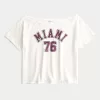 Easy Off-the-Shoulder Miami Graphic Tee,Easy Off-the-Shoulder Miami Graphic Tee