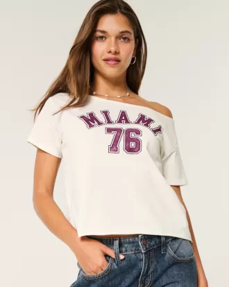 Easy Off-the-Shoulder Miami Graphic Tee,Easy Off-the-Shoulder Miami Graphic Tee Easy Off-the-Shoulder Miami Graphic Tee,Easy Off-the-Shoulder Miami Graphic Tee
