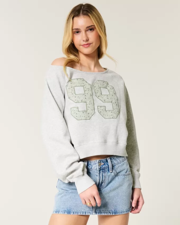 Easy Off-the-Shoulder Number Graphic Crew Sweatshirt,Easy Off-the-Shoulder Number Graphic Crew Sweatshirt Easy Off-the-Shoulder Number Graphic Crew Sweatshirt,Easy Off-the-Shoulder Number Graphic Crew Sweatshirt
