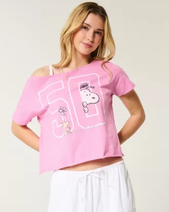Easy Off-the-Shoulder Snoopy Graphic Tee,Easy Off-the-Shoulder Snoopy Graphic Tee Easy Off-the-Shoulder Snoopy Graphic Tee,Easy Off-the-Shoulder Snoopy Graphic Tee
