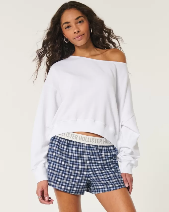Easy Off-the-Shoulder Terry Sweatshirt,Easy Off-the-Shoulder Terry Sweatshirt