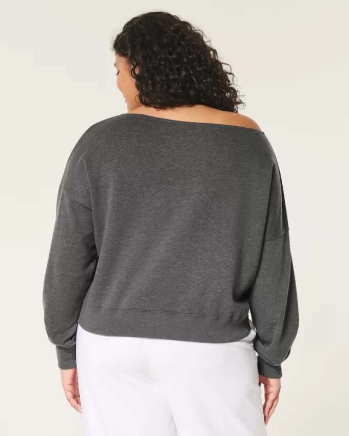 Easy Off-the-Shoulder Terry Sweatshirt,Easy Off-the-Shoulder Terry Sweatshirt