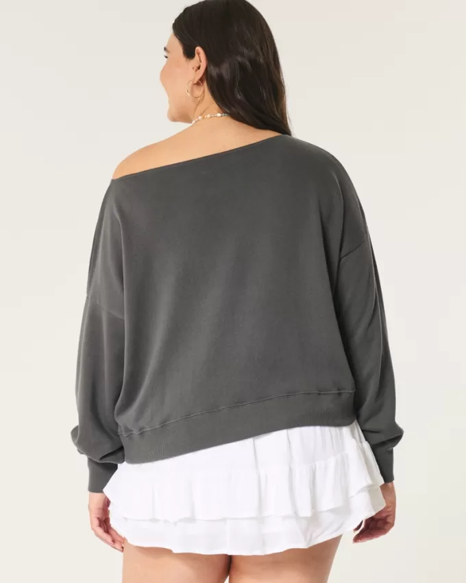 Easy Off-the-Shoulder Terry Sweatshirt,Easy Off-the-Shoulder Terry Sweatshirt