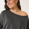 Easy Off-the-Shoulder Terry Sweatshirt,Easy Off-the-Shoulder Terry Sweatshirt