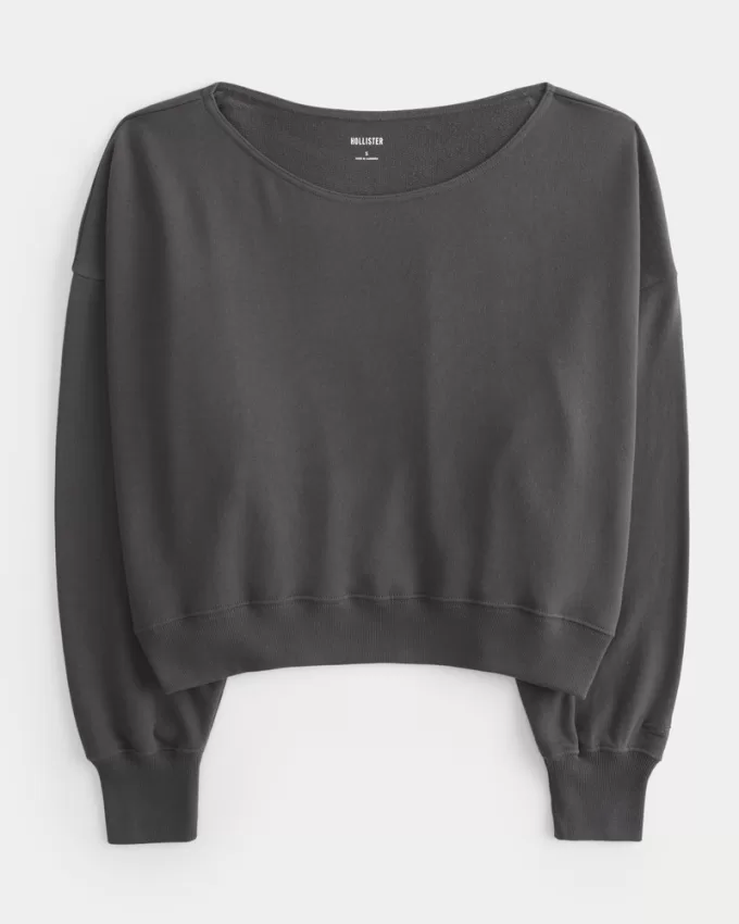 Easy Off-the-Shoulder Terry Sweatshirt,Easy Off-the-Shoulder Terry Sweatshirt
