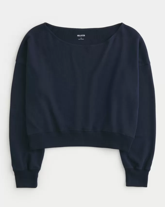 Easy Off-the-Shoulder Terry Sweatshirt,Easy Off-the-Shoulder Terry Sweatshirt