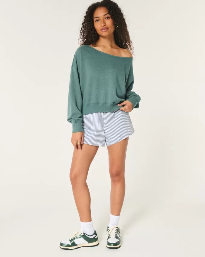 Easy Off-the-Shoulder Terry Sweatshirt,Easy Off-the-Shoulder Terry Sweatshirt