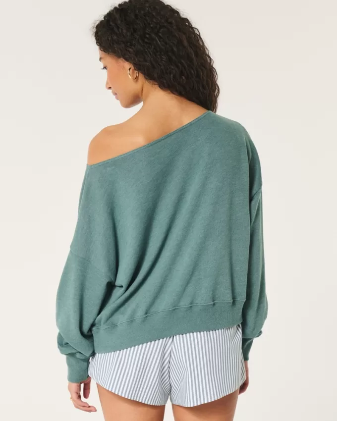 Easy Off-the-Shoulder Terry Sweatshirt,Easy Off-the-Shoulder Terry Sweatshirt