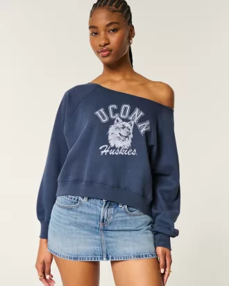 Easy Off-the-Shoulder UConn Huskies Graphic Sweatshirt,Easy Off-the-Shoulder UConn Huskies Graphic Sweatshirt Easy Off-the-Shoulder UConn Huskies Graphic Sweatshirt,Easy Off-the-Shoulder UConn Huskies Graphic Sweatshirt