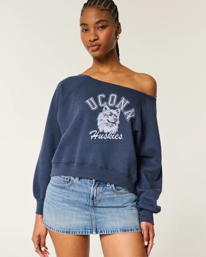 Easy Off-the-Shoulder UConn Huskies Graphic Sweatshirt,Easy Off-the-Shoulder UConn Huskies Graphic Sweatshirt Easy Off-the-Shoulder UConn Huskies Graphic Sweatshirt,Easy Off-the-Shoulder UConn Huskies Graphic Sweatshirt