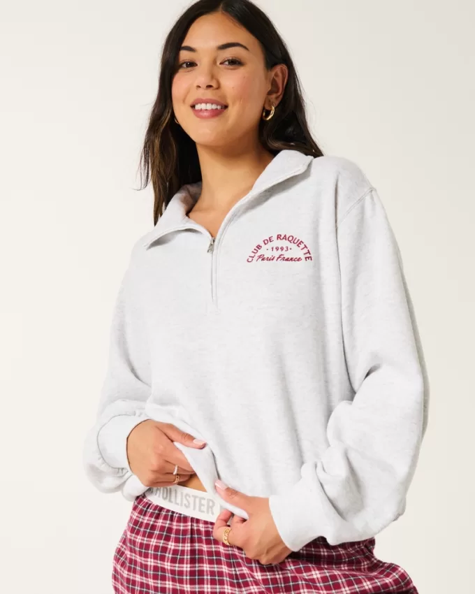Easy Paris France Graphic Half-Zip Sweatshirt,Easy Paris France Graphic Half-Zip Sweatshirt
