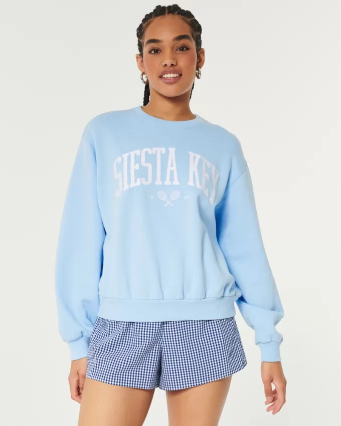 Easy Siesta Key Graphic Crew Sweatshirt,Easy Siesta Key Graphic Crew Sweatshirt